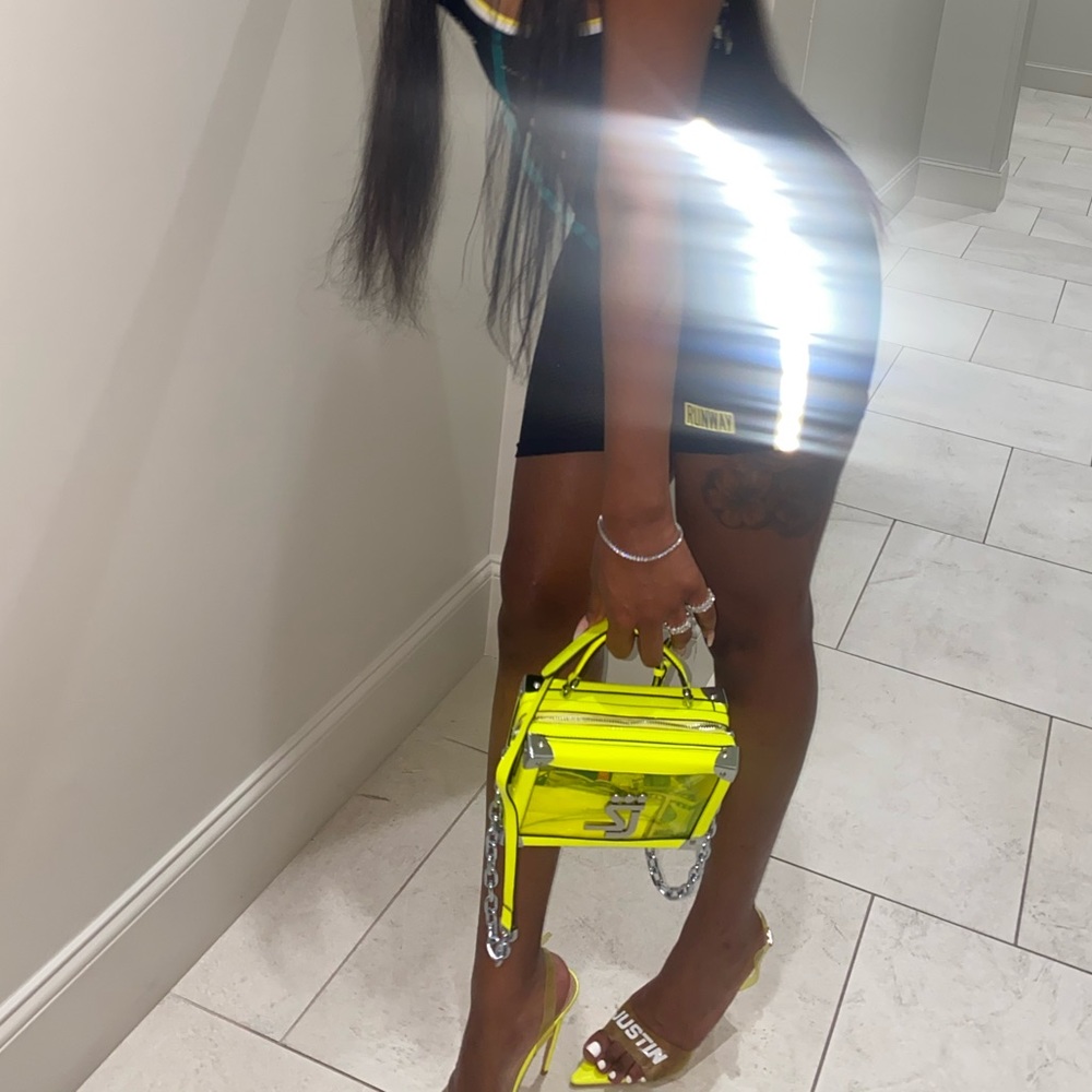 Shane Justin Dress, Heels & Purse